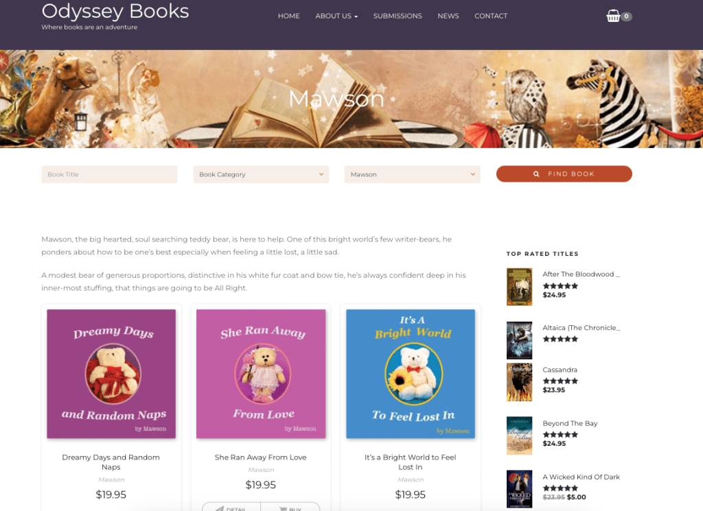 What Mawson's books look like on Odyssey Books Website